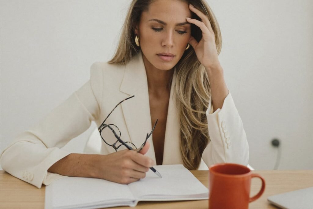 Mujer con dificultad para concentrarse